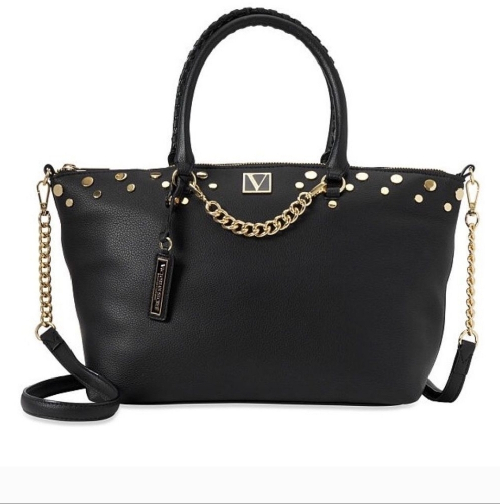 Victorias Secret Black Slouchy Studded Crossbody Bag. Size 8.9"x5.1" - Picture 2 of 6